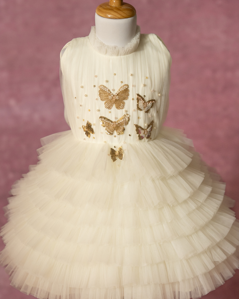 Pre-Order: Layered Butterfly Dress In Off-white