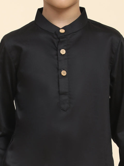 Pre-Order: Solid Black Pure Premium Cotton Kurta and  Pajama Set