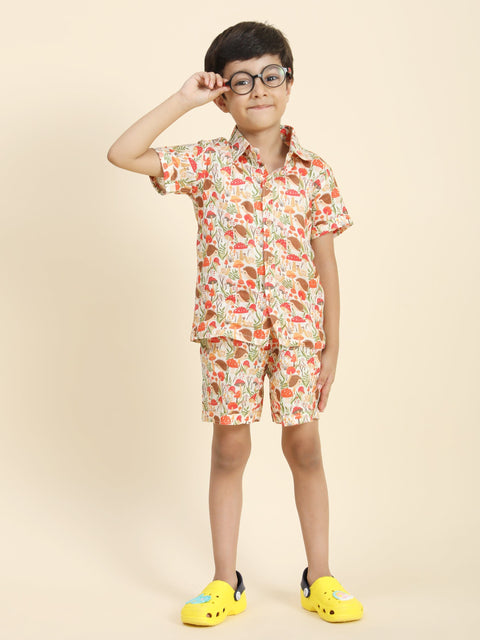 Pre-Order: Mushrooms Printed Pure Linen  Premium Co-ords