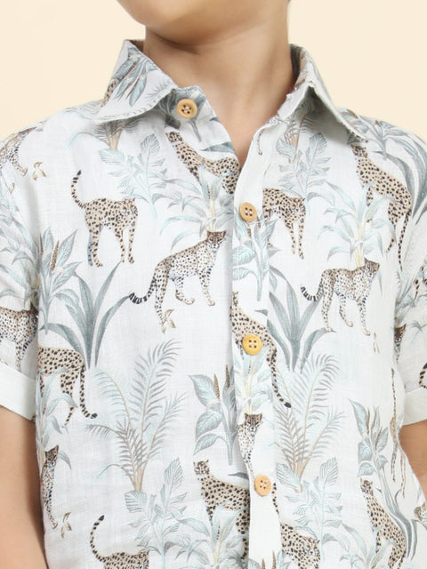 Pre-Order: White Leopard Printed Pure Linen  Premium Co-ords