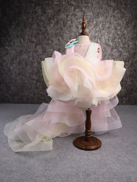 Pre-Order: Rainbow Shaded Stone Embellished Dress With Detachable Trail