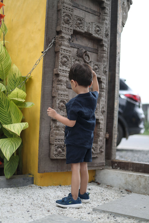 Pre-Order: Anchor Pocket Pure Linen  Premium Co-ords - Dark Blue