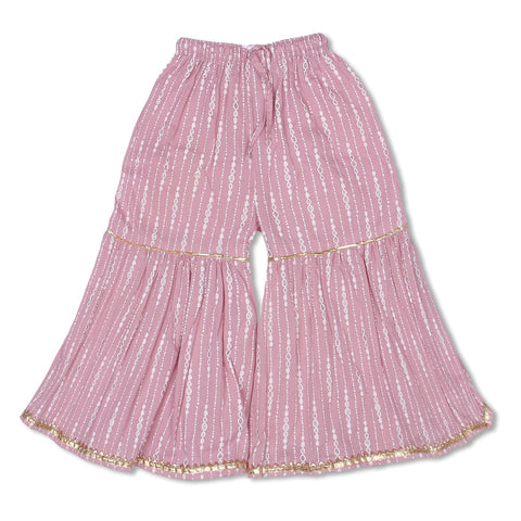 Aatya Kiids Pink Printed Gota embellished Kurta and Sharara with Dupatta - Pink.
