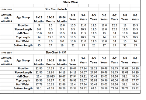 Aatya Kiids Gathered Top with Gota embellished round neck with Sharara  - White/Pink.