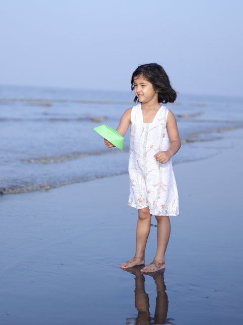 Pre-Order: Climbing Bear Print Pure Linen Dress