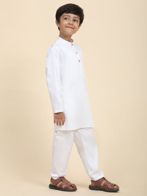 Pre-Order: Solid White Pure Premium Cotton Kurta and Pajama Set