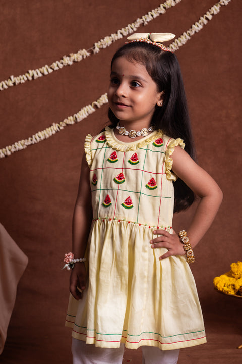 Pre-Order: Slice of Summer Watermelon Frock Set (with pajama)