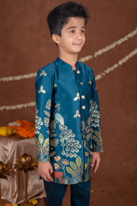 Pre-Order:  Madhuban Peacock Embroidered Sherwani Set