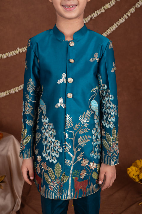 Pre-Order:  Madhuban Peacock Embroidered Sherwani Set