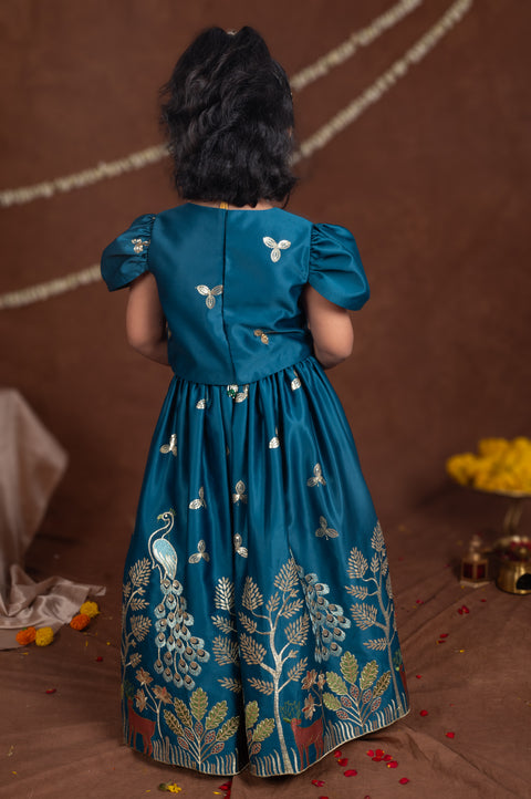 Pre-Order:  Madhuban Peacock Embroidered Lehenga Set