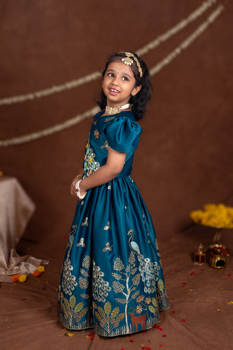 Pre-Order:  Madhuban Peacock Embroidered Lehenga Set