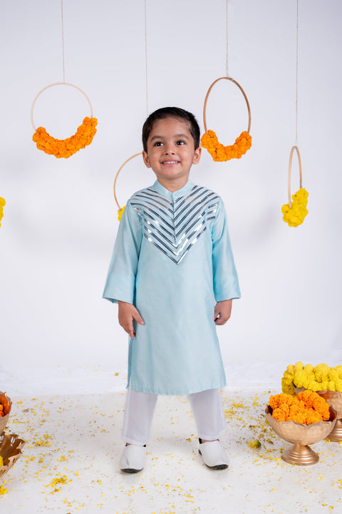 Pre-Order: Powder Blue Wired Kurta Set