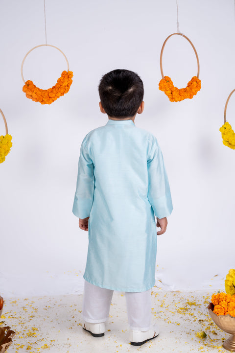 Pre-Order: Powder Blue Wired Kurta Set