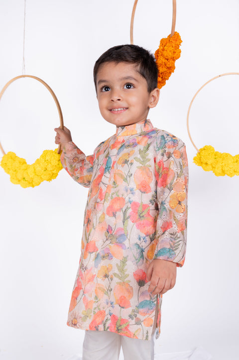 Pre-Order: Schiffli Floral Kurta Set