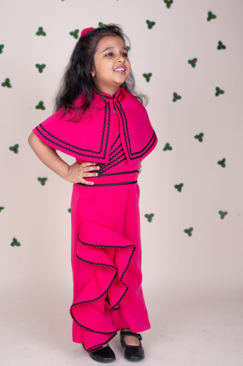 Pre-Order: Pink Cape Ruffles Jumpsuit