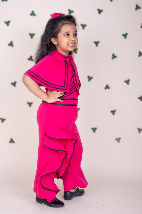 Pre-Order: Pink Cape Ruffles Jumpsuit