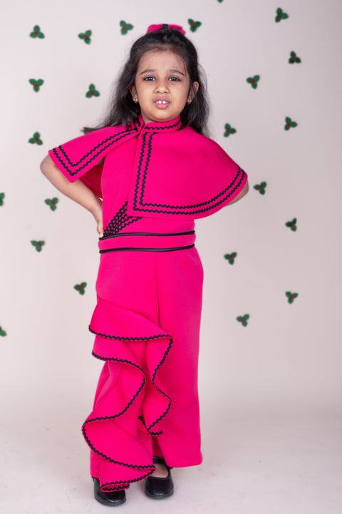 Pre-Order: Pink Cape Ruffles Jumpsuit