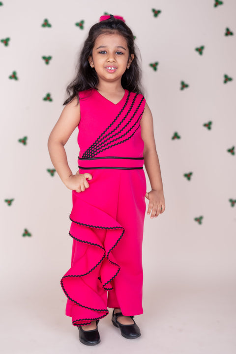 Pre-Order: Pink Cape Ruffles Jumpsuit