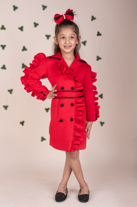 Pre-Order: Double Breasted Ruffle Trench Dress