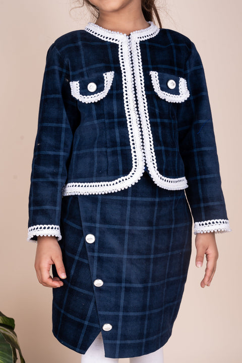 Pre-Order:  Chequered Corduroy Coord Skirt & Jacket Set