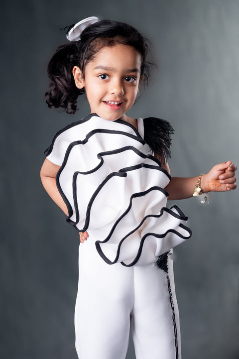 Pre-Order:  Black White Fan Jumpsuit