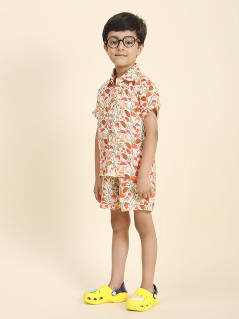 Pre-Order: Mushrooms Printed Pure Linen  Premium Co-ords
