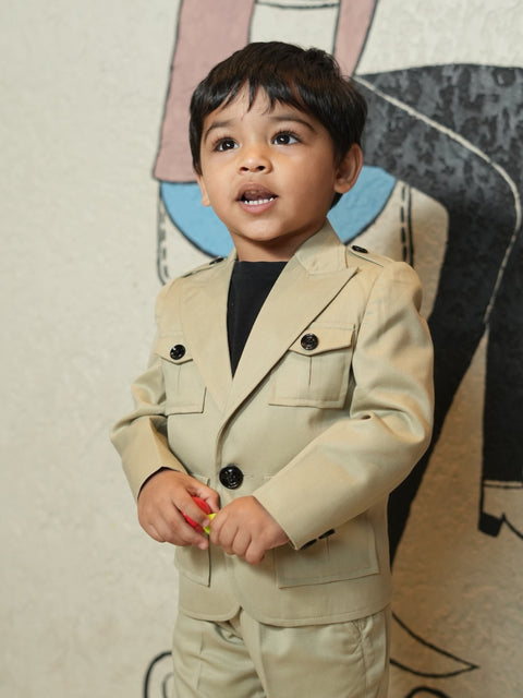 Pre-Order: Korean Themed Multi Pocket Causual Blazer Set ( Camel Brown)