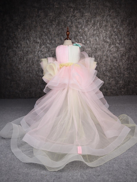 Pre-Order: Rainbow Shaded Stone Embellished Dress With Detachable Trail