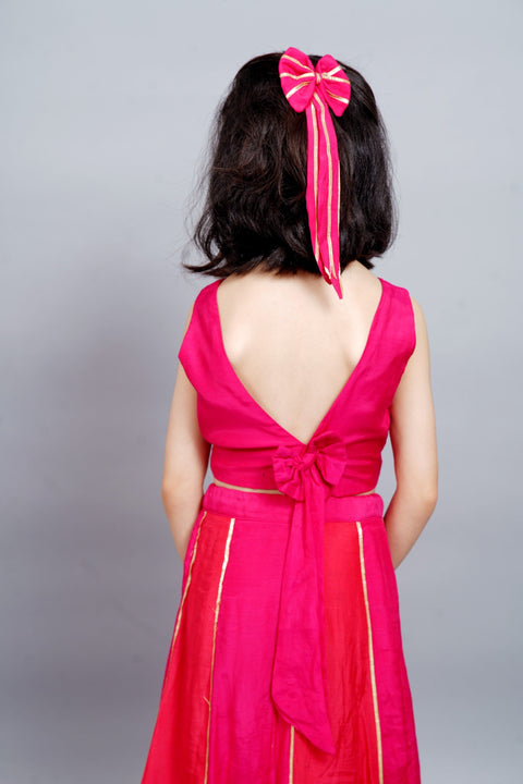 Pre-Order: Pink Chakri Lehenga Set