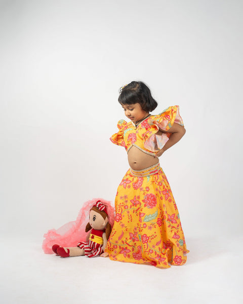 Pre-Order: Yellow Floral Lehenga