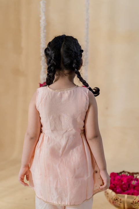 Pre-Order: Peach Angrakha Petal Kurta