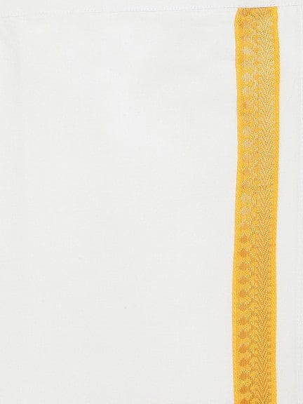Boy Bandhani Print Cotton Mundu shirt Set - Yellow