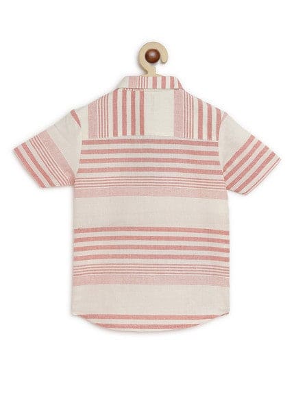 Boy Dog Embroidered Cotton Shirt  - Pink