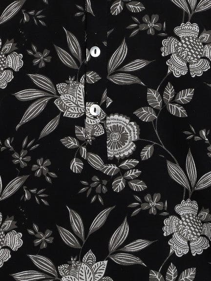 Pre-Order: Boy Printed Cotton Pathani Kurta Set - Black