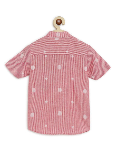 Boy Sheep Embroidered Cotton Shirt  - Pink
