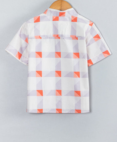 Geometric print Boys coordinate set-Grey/Orange