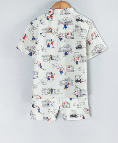 All over London print boys shorts set-Off white