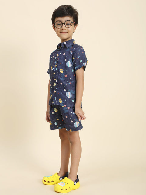 Pre-Order: Planet Printed Pure Linen  Premium Co-ords