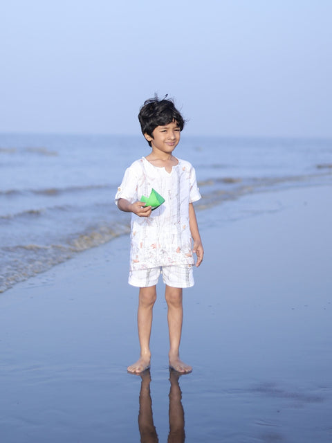 Pre-Order: Climbing Bears Printed Pure Linen  Premium Co-ords