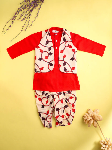 Pre-Order-EMBROIDERED 3 PC JACKET SET-BEIGE