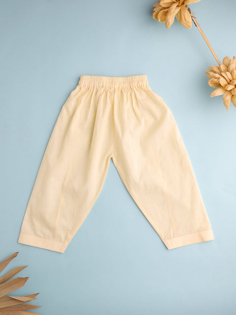 Pre-Order: BOYS EMBROIDERED COTTON KURTA SET-BEIGE