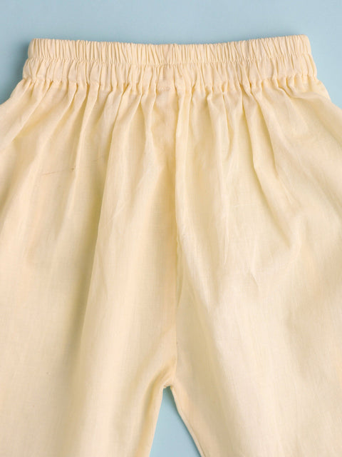 Pre-Order: BOYS EMBROIDERED COTTON KURTA SET-BEIGE