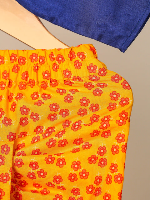 Pre-Order: BOY CAMEL EMBROIDERED COTTON DHOTI KURTA SET-NAVYBLUE