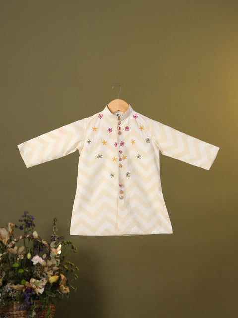 Pre-Order-BOY EMBROIDERED DHOTI SET - BEIGE