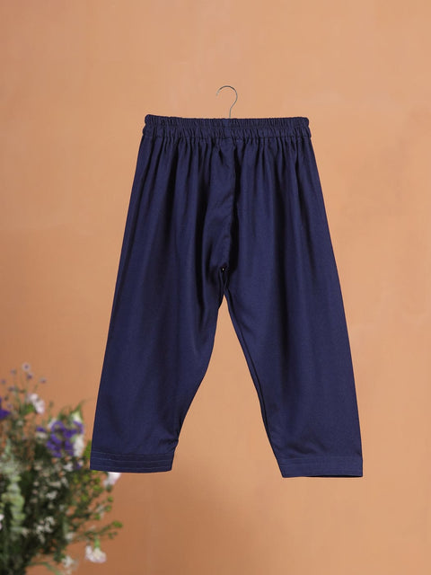 Pre-Order- Boys Floral Hemming Kurta Set- Beige