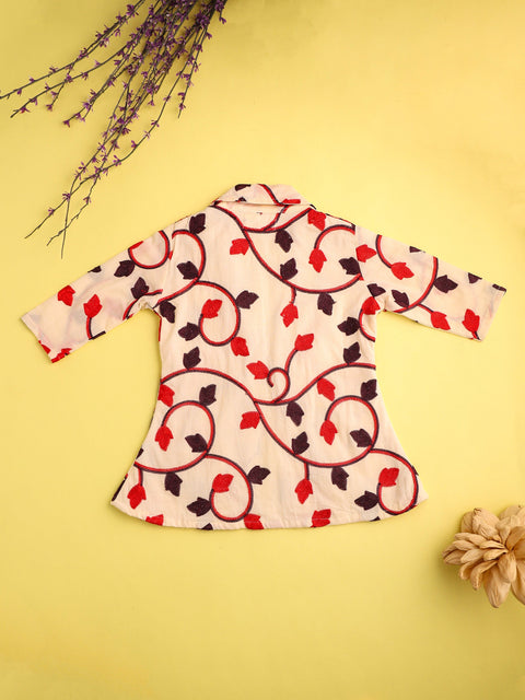 Pre-Order- GIRLS  KURTA AND SKIRT  SET-BEIGE