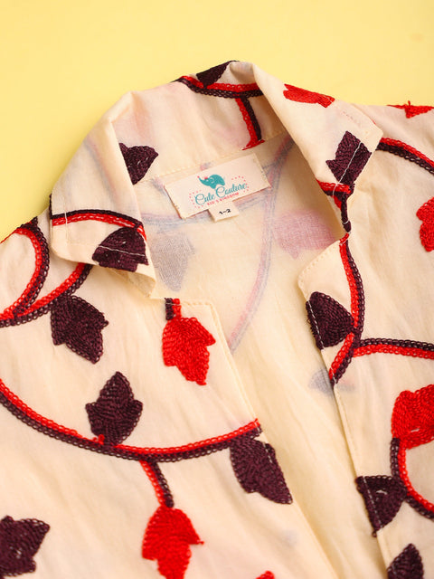 Pre-Order- GIRLS  KURTA AND SKIRT  SET-BEIGE