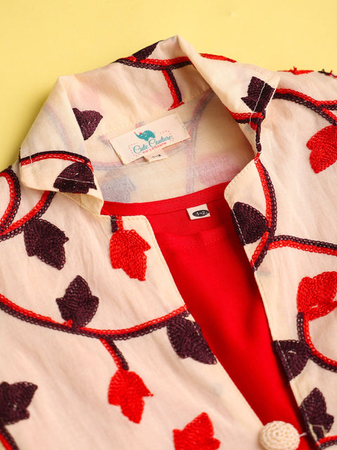 Pre-Order- GIRLS  KURTA AND SKIRT  SET-BEIGE