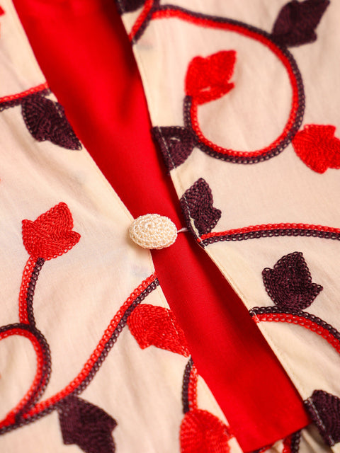 Pre-Order- GIRLS  KURTA AND SKIRT  SET-BEIGE