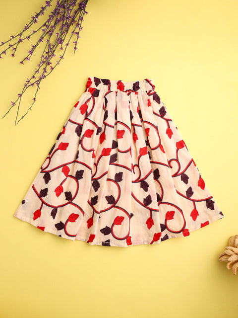 Pre-Order- GIRLS  KURTA AND SKIRT  SET-BEIGE